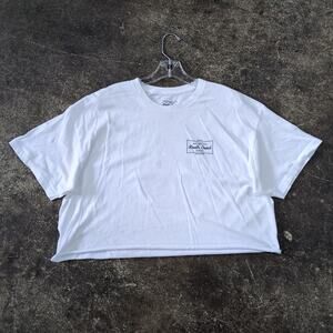 Death Coast Crop Top Shirt Womens XL White Cropped Retro Y2K Skater Y2K